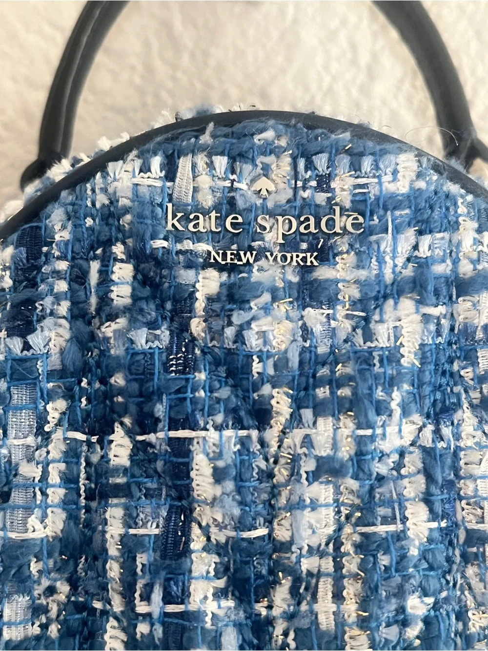 Kate Spade Briar Lane Blue Tweed Mini Convertible Backpack